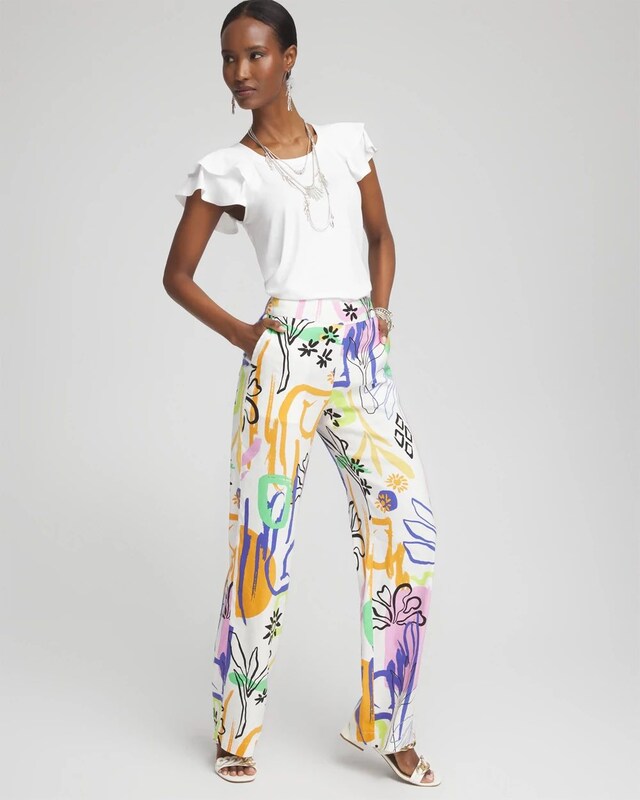 Linen Blend Surreal Print Pants - image 2